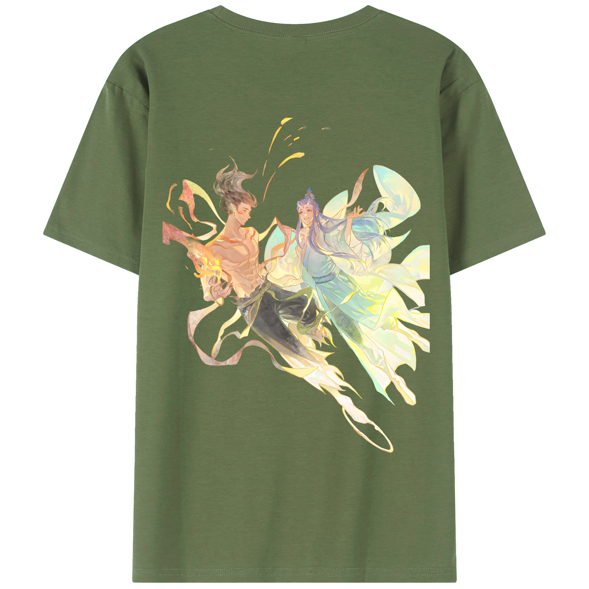 （画像用） Ne Zha 2 ナタ 魔童の大暴れ 綿100％ メンズ半袖Tシャツ（バックプリント） 通気性